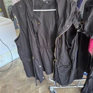 Black Hooded Vest with Gold Accents